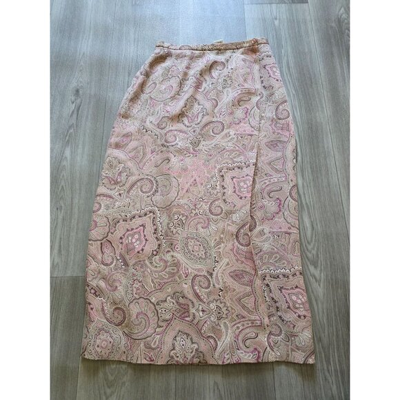 Talbots Petites Size 4 Silk Midi Skirt Paisley Print - Picture 3 of 6